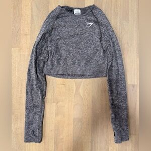 GYMSHARK Vital Seamless 2.0 Long Sleeve Crop Top in Grey